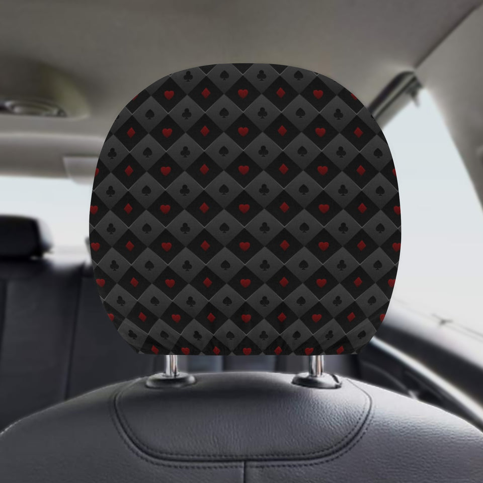 Casino Cards Suits Pattern Print Design 05 Car Headrest Cover