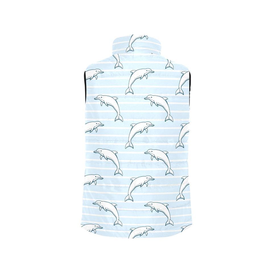 Dolphin blue striped background Women's Padded Vest