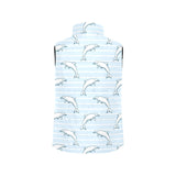 Dolphin blue striped background Women's Padded Vest