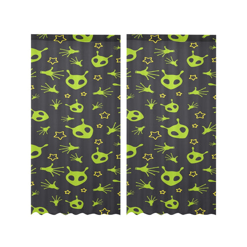 Alien Pattern Print Design 02 Gauze Curtain