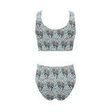 Lovely Sea Otter Pattern Chest Bowknot High Waisted Bikini Swimsuit