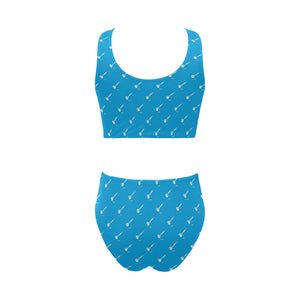 Darts Pattern Print Design 05 Chest Bowknot High Waisted Bikini Swimsuit