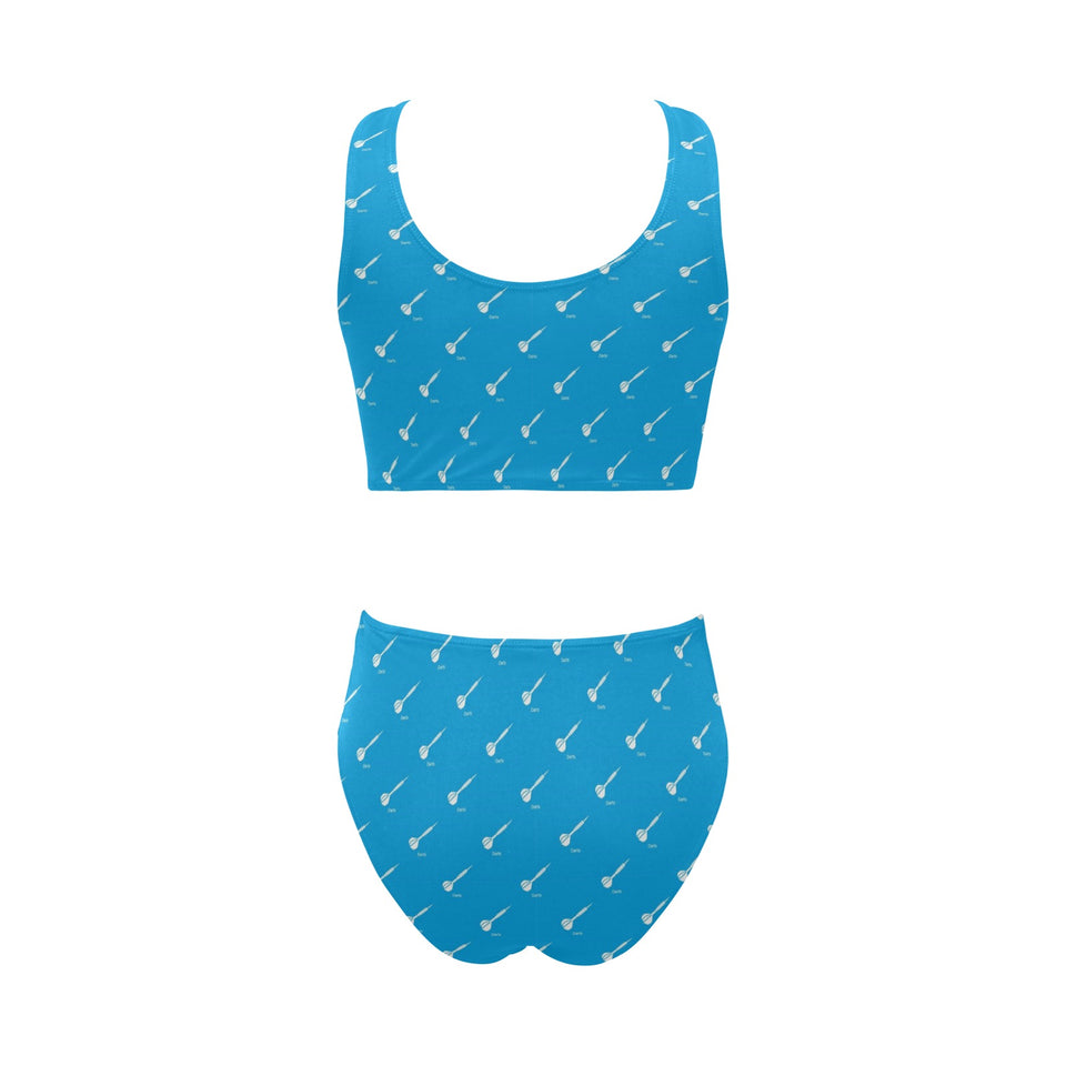 Darts Pattern Print Design 05 Chest Bowknot High Waisted Bikini Swimsuit