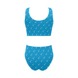 Darts Pattern Print Design 05 Chest Bowknot High Waisted Bikini Swimsuit