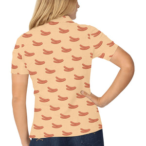 Sausage Pattern Print Design 03 Women's All Over Print Polo Shirt