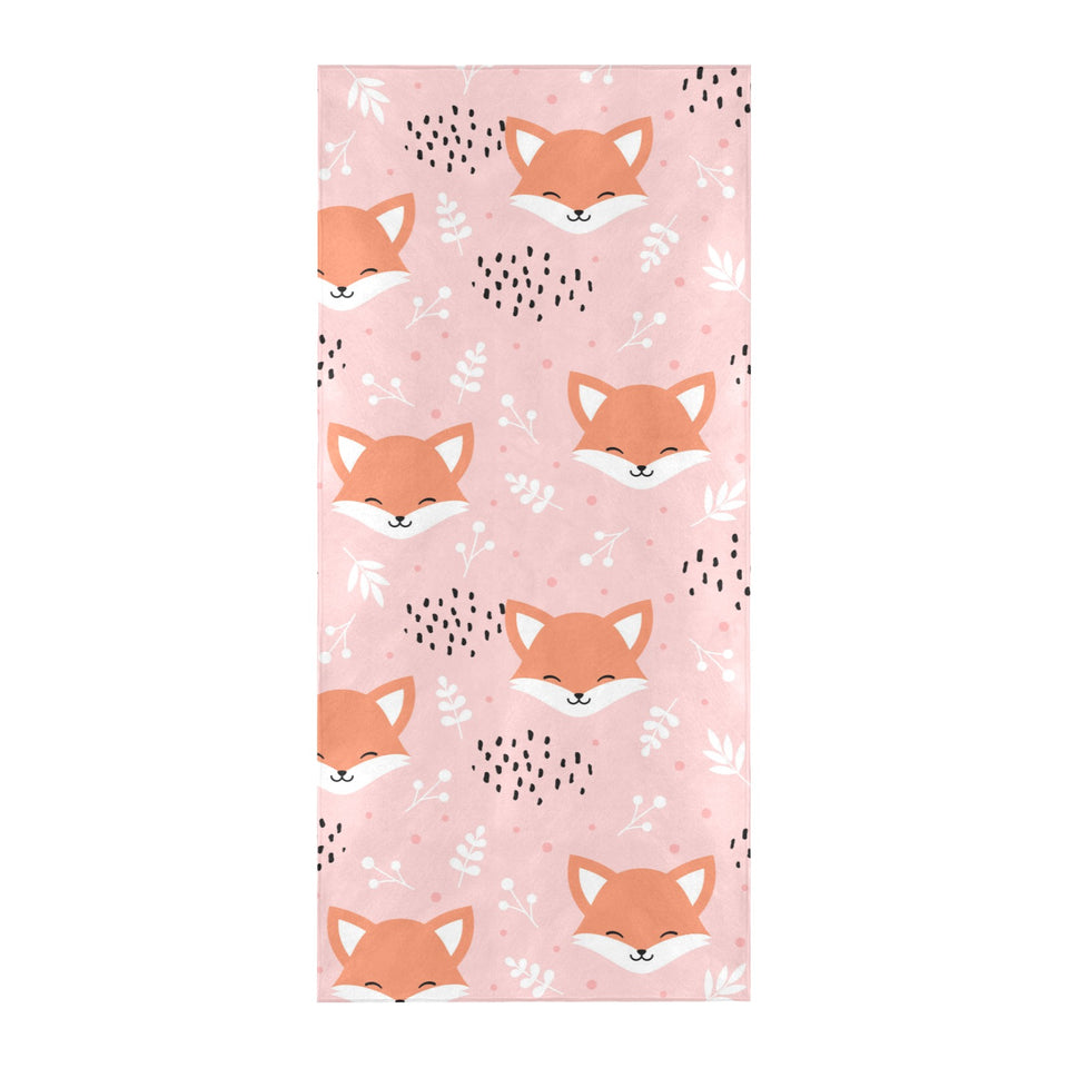 Cute fox pattern pink background Beach Towel
