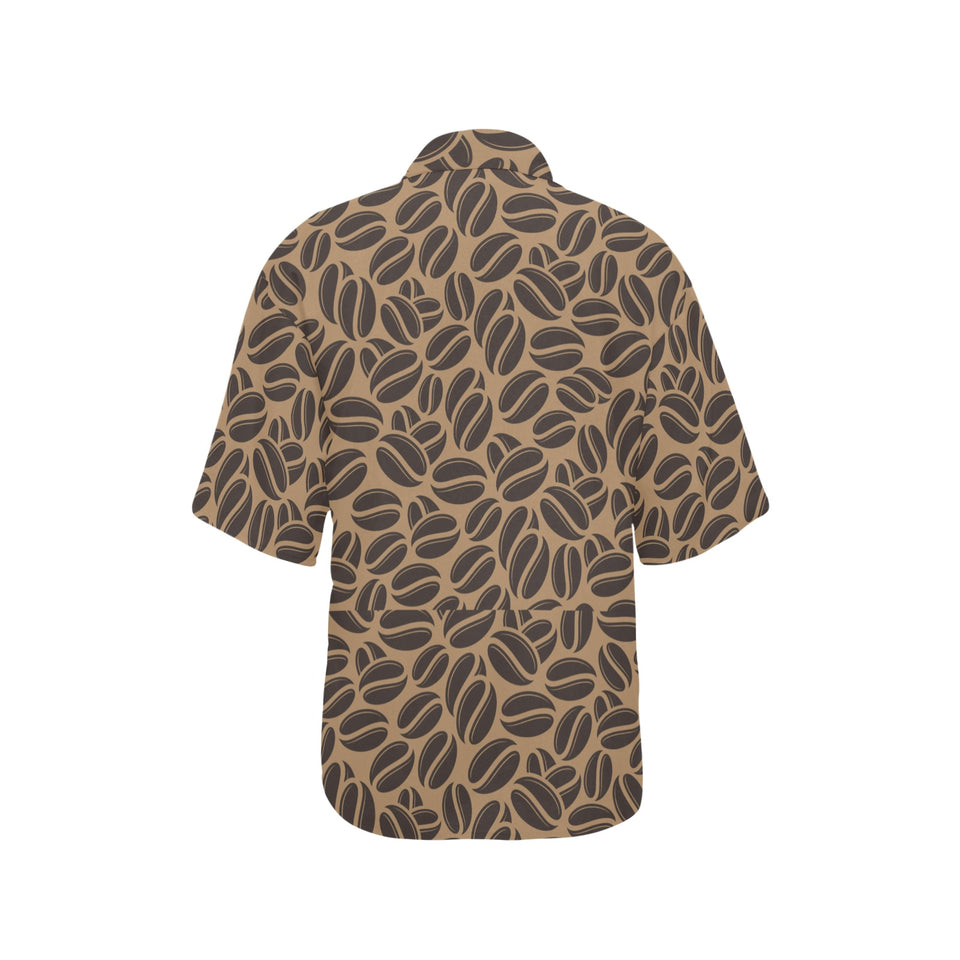 Coffee bean on brown background Women's All Over Print Hawaiian Shirt