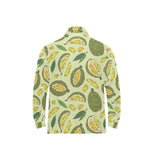 Durian leaves pattern background Men's Long Sleeve Polo Shirt