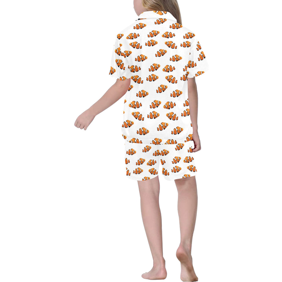 Clown Fish Pattern Print Design 03 Kids' Boys' Girls' V-Neck Short Pajama Set