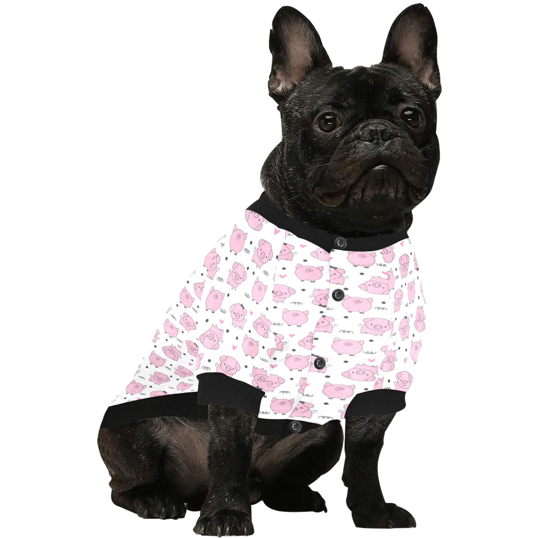 Pig Pattern Print Design 03 All Over Print Pet Dog Round Neck Fuzzy Shirt