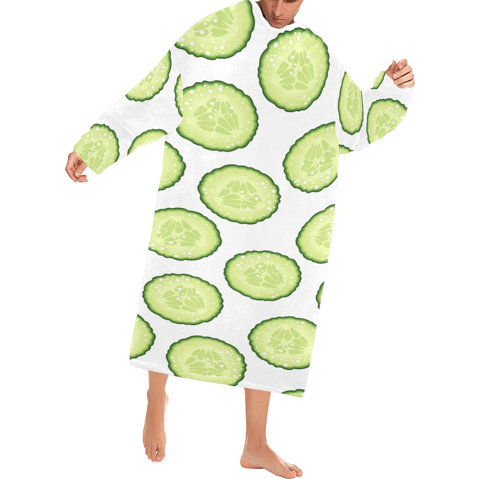 Cucumber slices pattern Blanket Robe with Sleeves