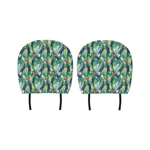 Colorful parrot exotic flower leaves Car Headrest Cover