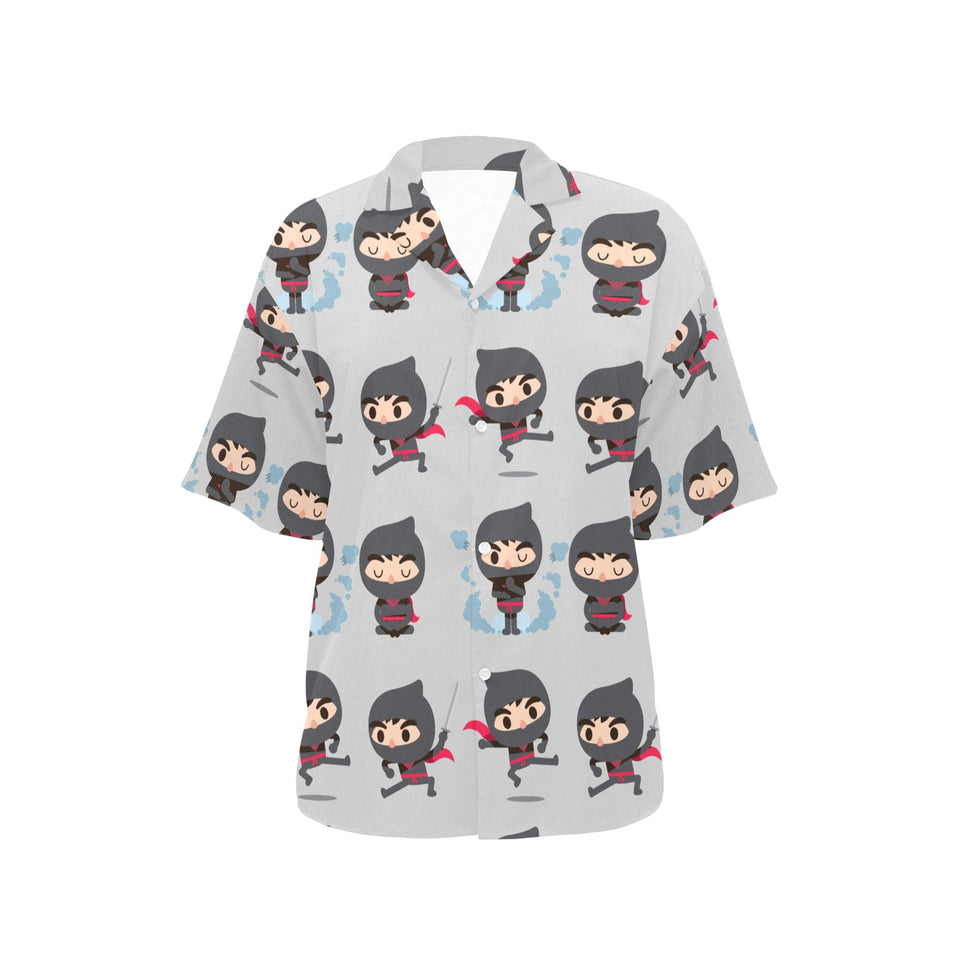 Cute ninja pattern Women's All Over Print Hawaiian Shirt