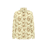 Windmill Wheat pattern Women's Long Sleeve Polo Shirt