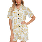 hand drawn onion pattern Women's V-Neck Short Pajama Set