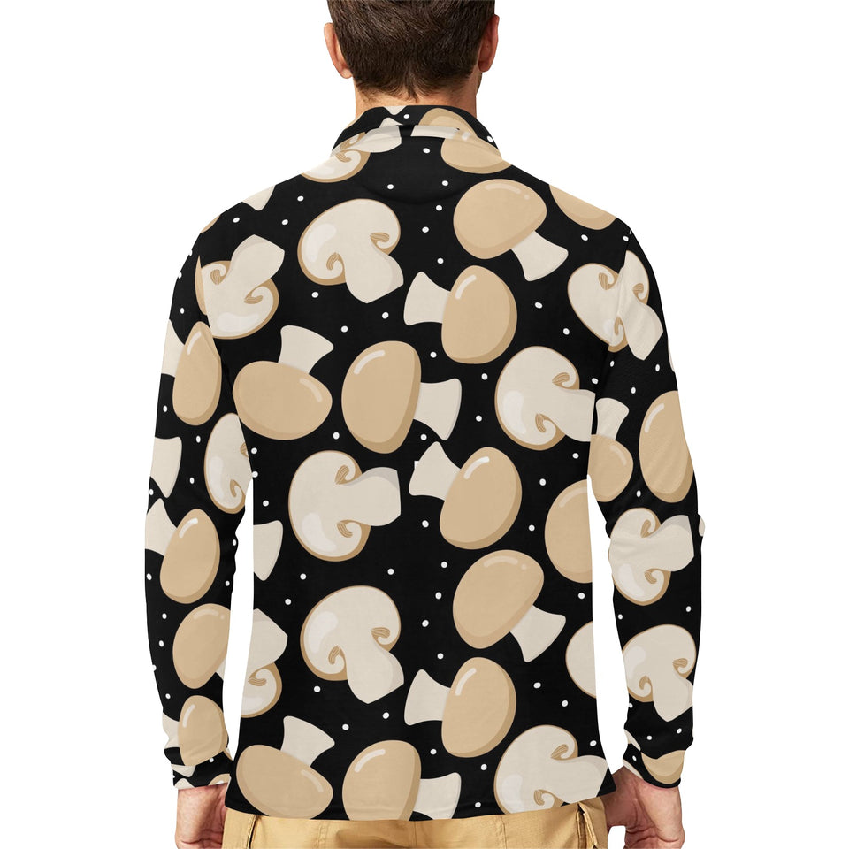 Champignon mushroom pattern Men's Long Sleeve Polo Shirt