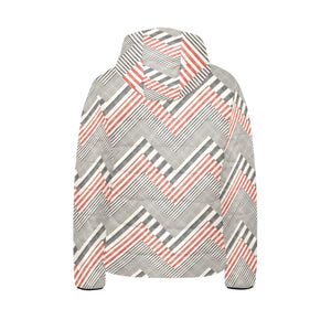 zigzag chevron striped pattern Kids' Boys' Girls' Padded Hooded Jacket