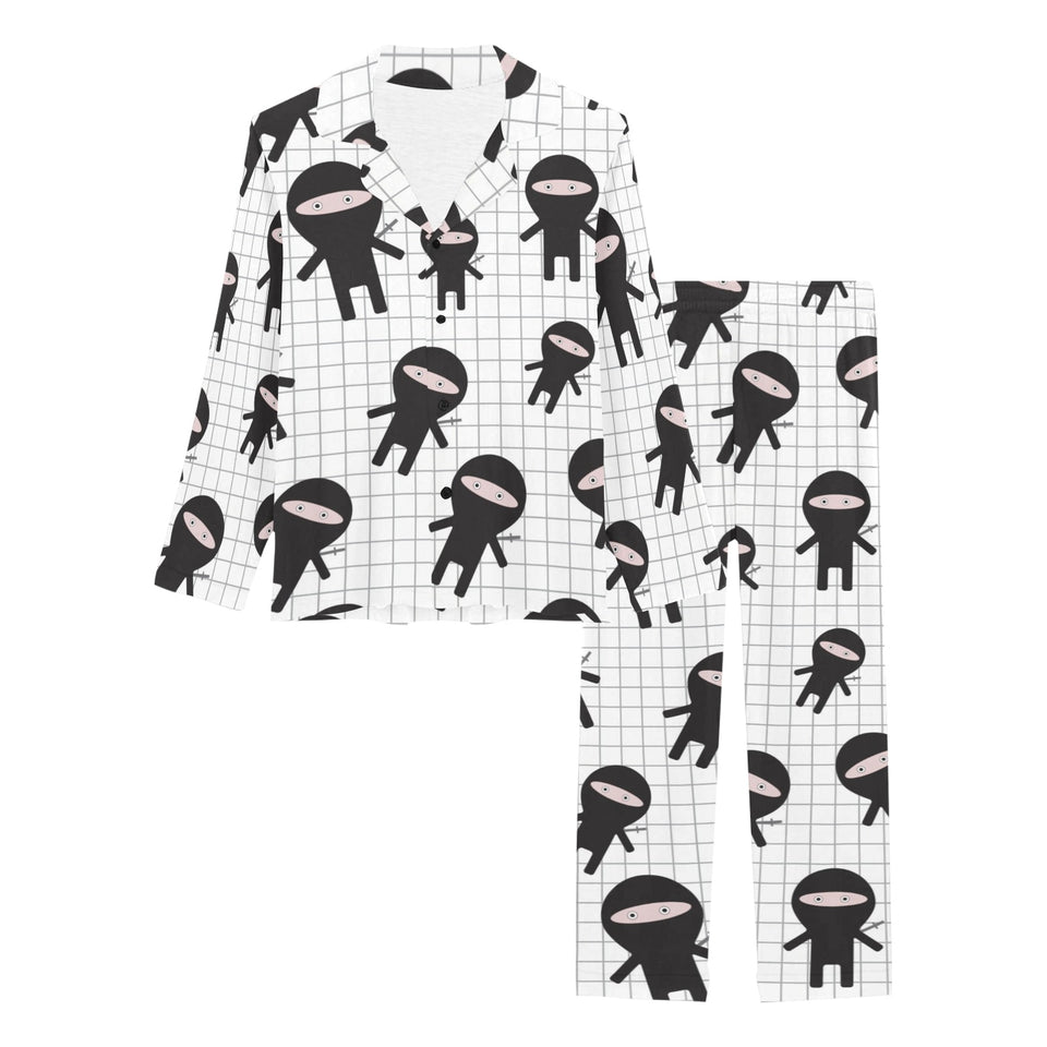 Ninja pattern plaid background Women's Long Pajama Set