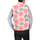 Grapefruit leaves flower pink background Men's Padded Vest