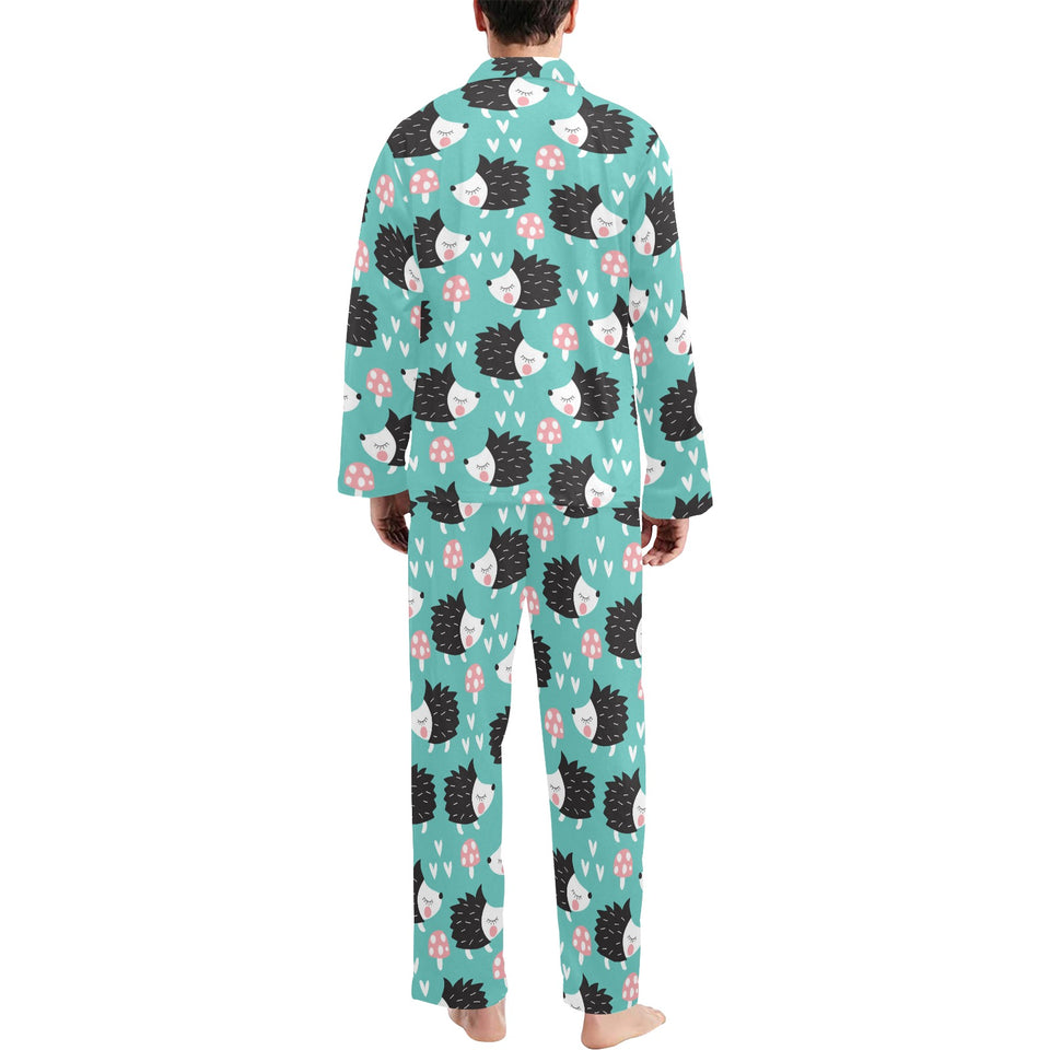 Hedgehog Pattern Print Design 03 Men's Long Pajama Set