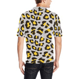 Gray Leopard print pattern Men's All Over Print Polo Shirt