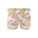 Pink flamingo birds pineapples hibiscus flower pat Men's Swimming Trunks