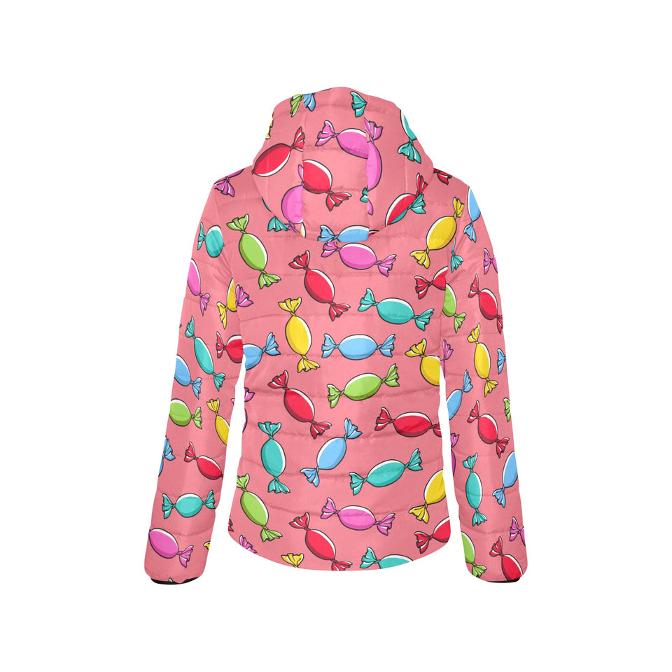 Colorful wrapped candy pattern Women's Padded Hooded Jacket