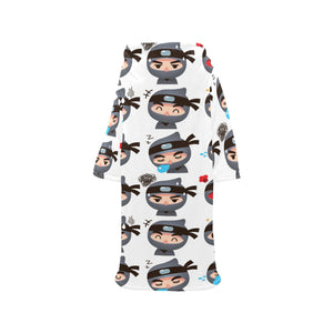 Cute ninja design pattern Blanket Robe with Sleeves