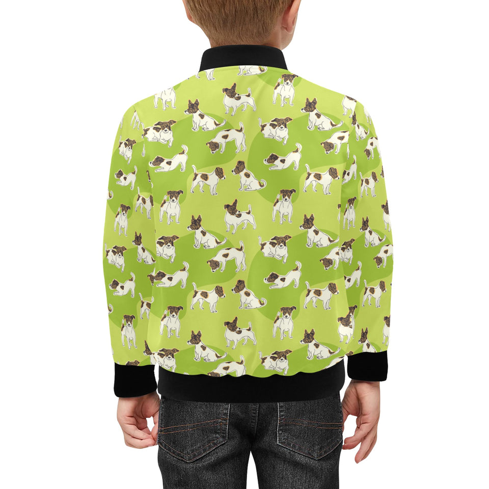Jack Russel Pattern Print Design 01 Kids' Boys' Girls' Bomber Jacket