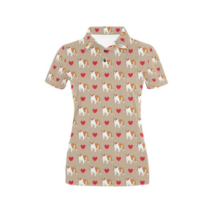 English Bulldog Pattern Print Design 05 Women's All Over Print Polo Shirt