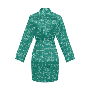 Math Pattern Print Design 01 Women's Long Sleeve Belted Night Robe