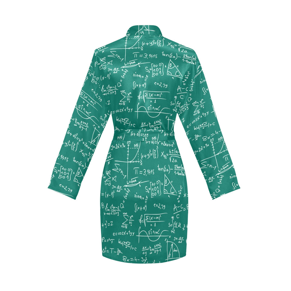 Math Pattern Print Design 01 Women's Long Sleeve Belted Night Robe
