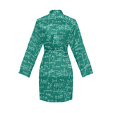 Math Pattern Print Design 01 Women's Long Sleeve Belted Night Robe