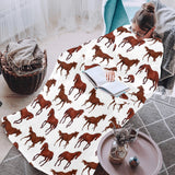 Horses running pattern background Blanket Robe with Sleeves