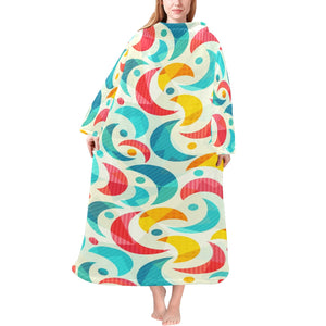 Colorful moon pattern Blanket Robe with Sleeves