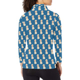 Golden Retriever Pattern Print Design 03 Women's Long Sleeve Polo Shirt