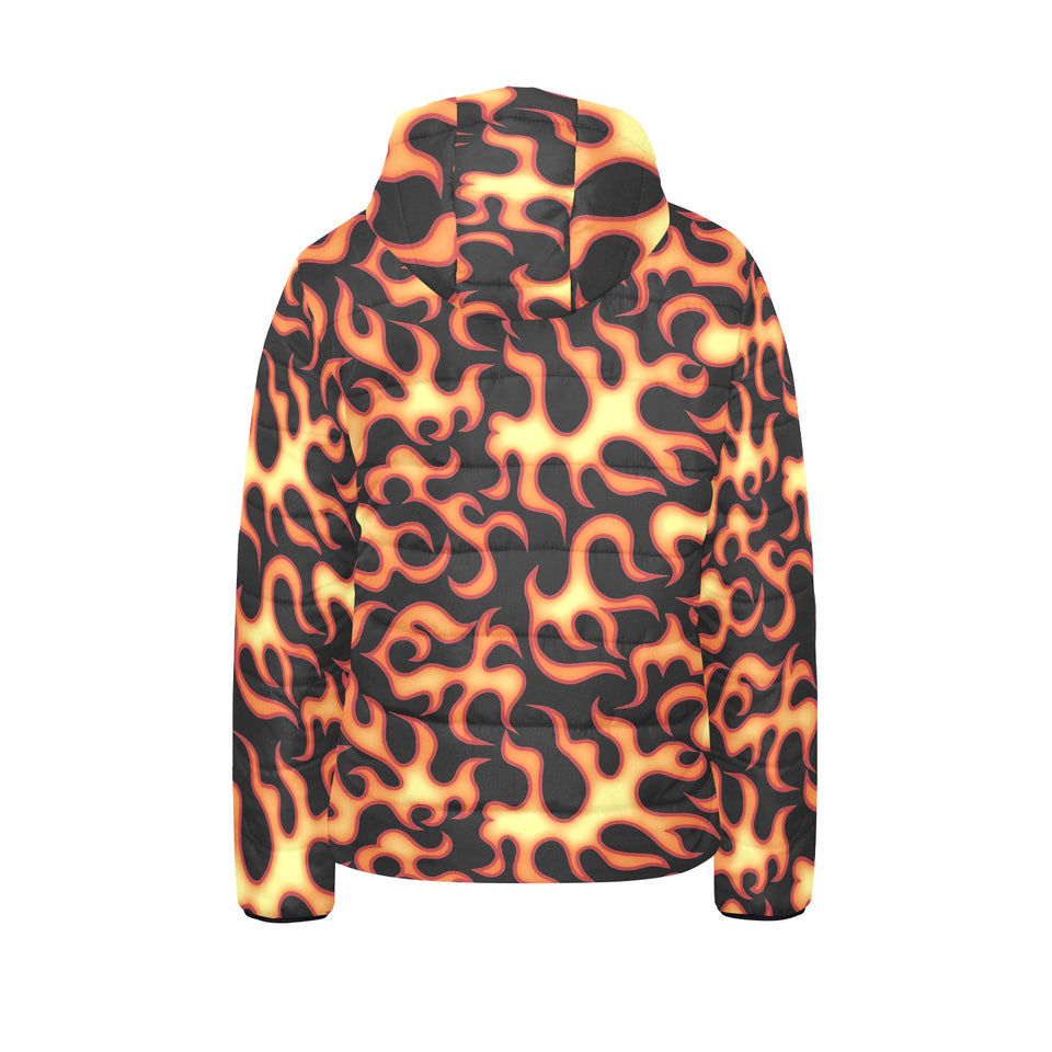 Fire flame dark pattern Kids' Boys' Girls' Padded Hooded Jacket