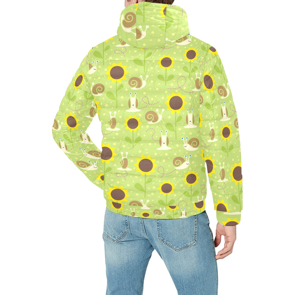 Snail Pattern Print Design 01 Men's Padded Hooded Jacket