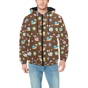 Snail Pattern Print Design 03 Men's Padded Hooded Jacket