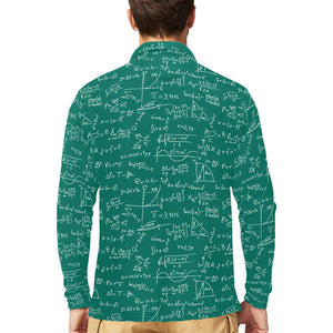 Math Pattern Print Design 01 Men's Long Sleeve Polo Shirt