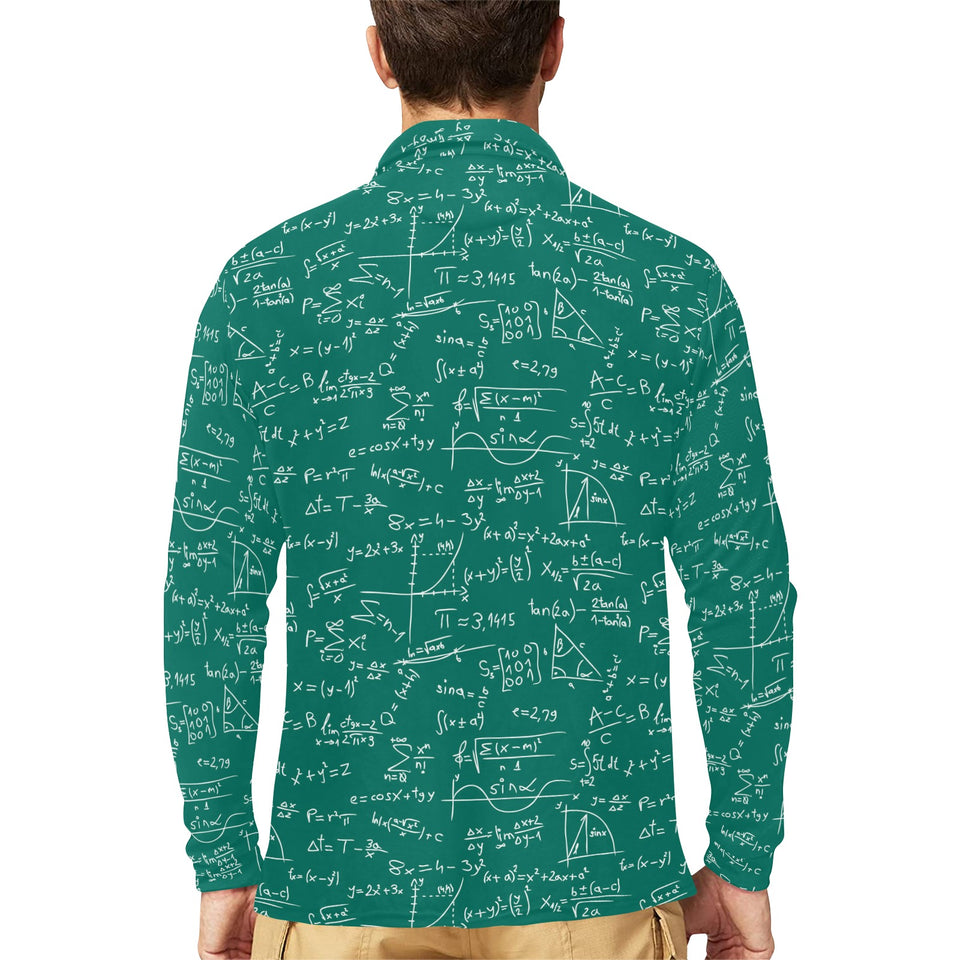 Math Pattern Print Design 01 Men's Long Sleeve Polo Shirt