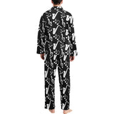 Saxophone music notes treble clef black white them Men's Long Pajama Set