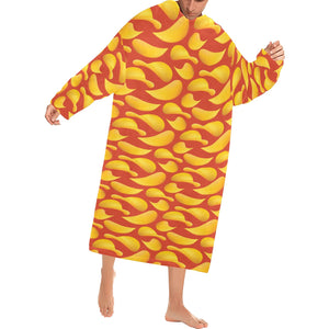 Potato Chips Pattern Print Design 05 Blanket Robe with Sleeves