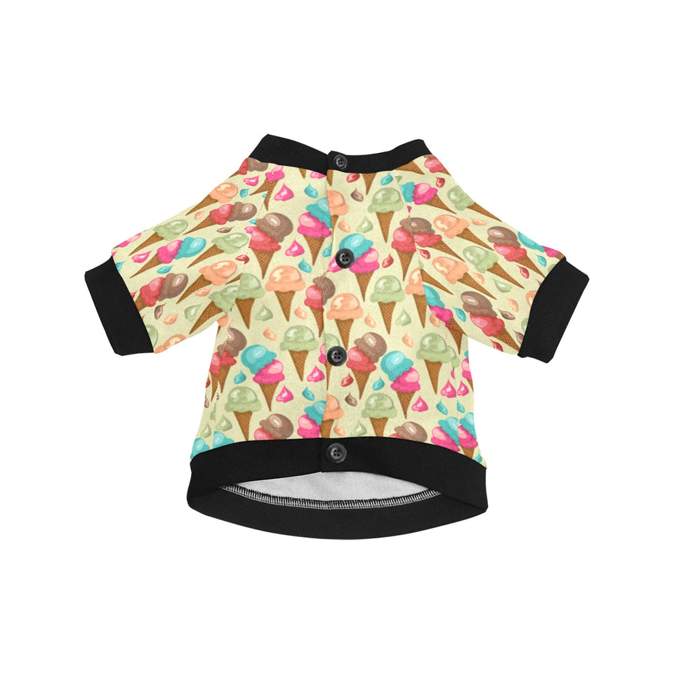 Colorful ice cream pattern All Over Print Pet Dog Round Neck Fuzzy Shirt
