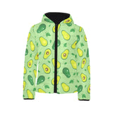 Avocado pattern green background Kids' Boys' Girls' Padded Hooded Jacket