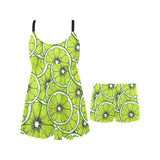 Slices of Lime design pattern Chest Sexy Pleated Two Piece Swim Dress