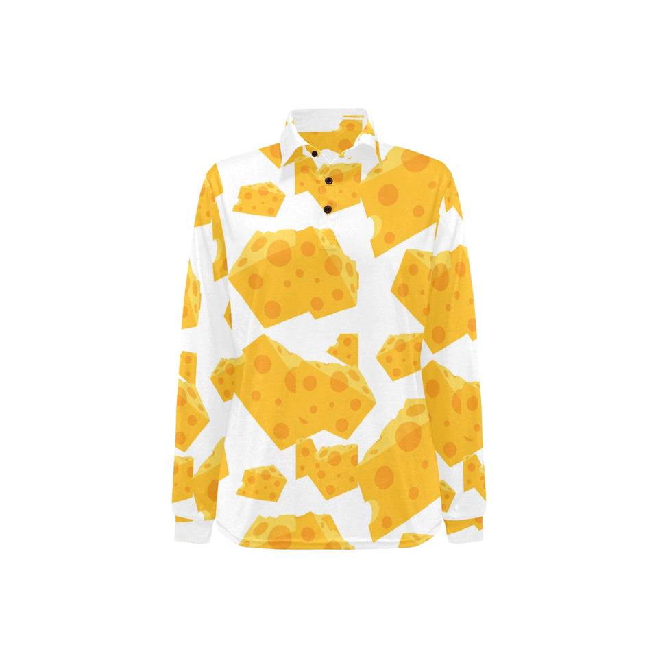 Cheese slice pattern Women's Long Sleeve Polo Shirt