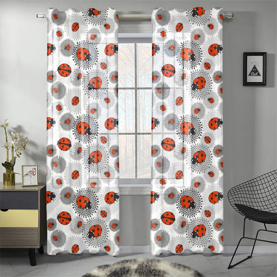 Ladybug Pattern Print Design 05 Gauze Curtain