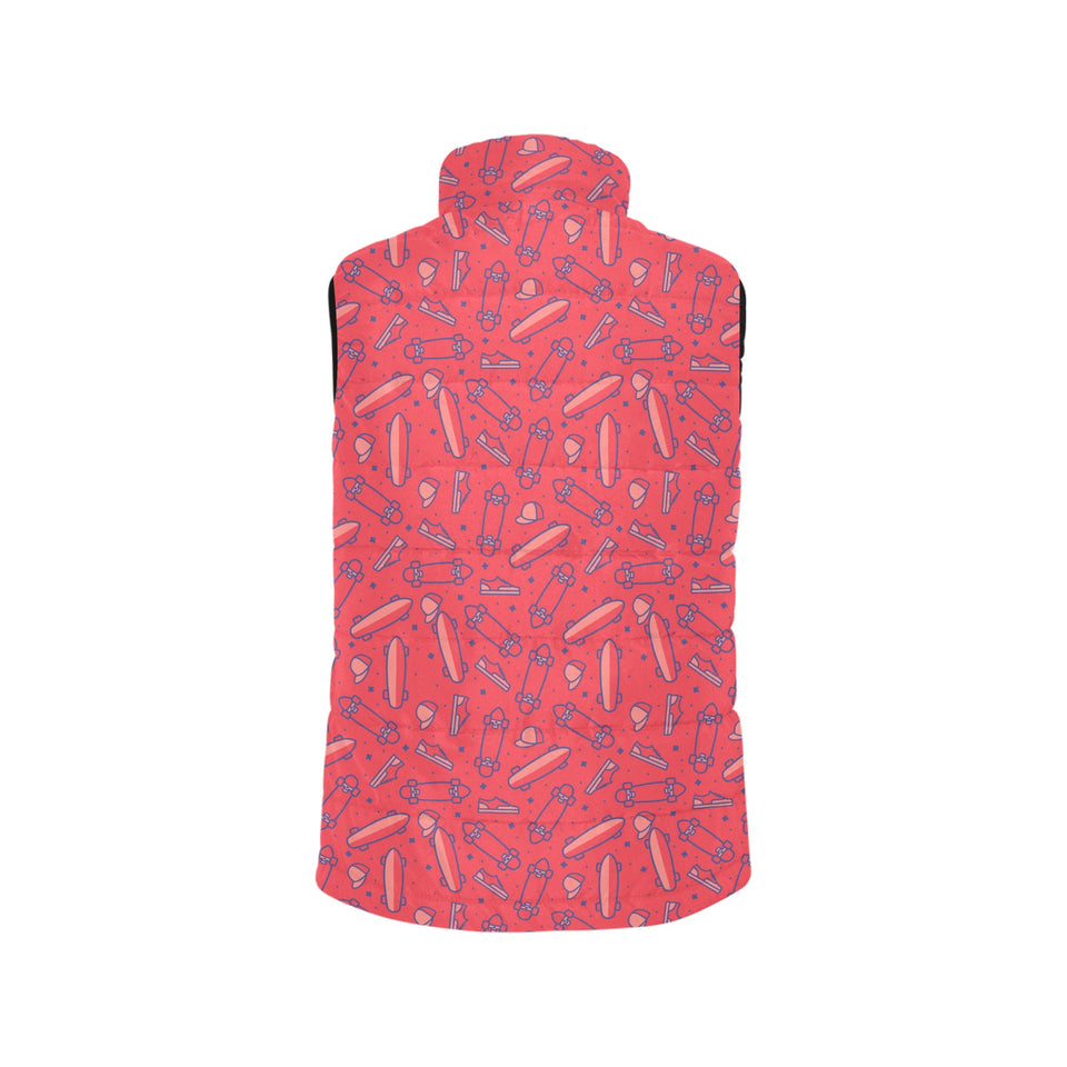 Skate Board Pattern Print Design 01 Women's Padded Vest