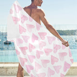 Watercolor pink heart pattern Beach Towel